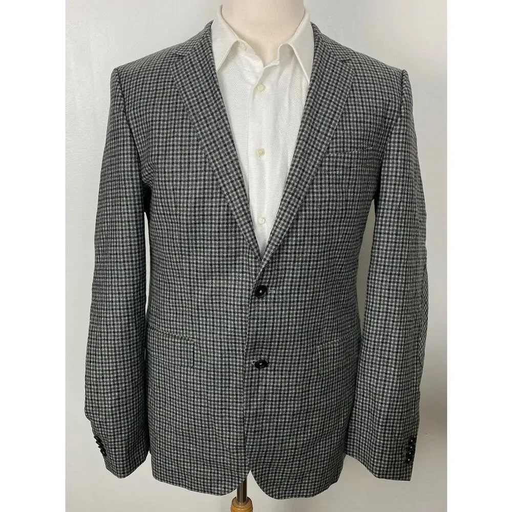 HUGO BOSS The Smith Lanificio Tesse Biella plaid 2-button wool jacket blazer 42L